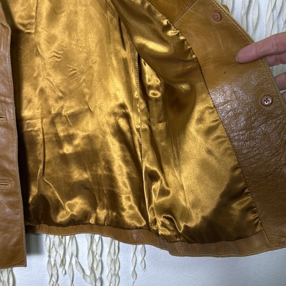 Mossimo Vintage Tan Leather Blazer Jacket Size M - Picture 10 of 13